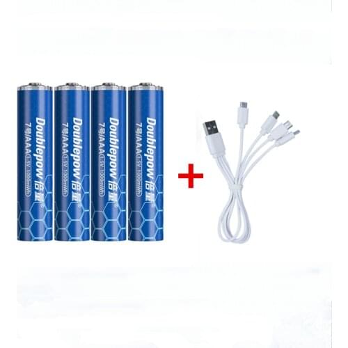 4pcs/lot New 1.5v 1000mWh AAA rechargeable battery USB AAA rechargeable lithium battery with Micro USB cable for fast charging