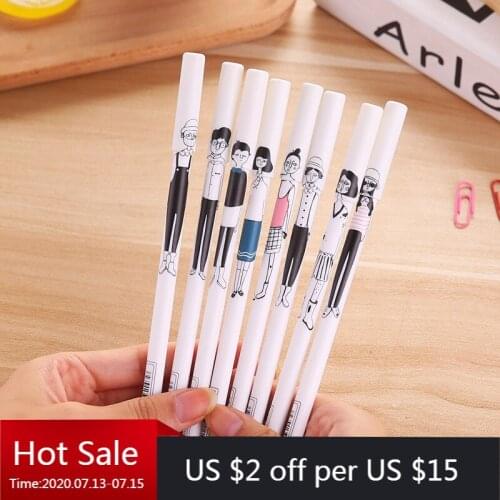 40 pcs wholesale Creative stationery hand-painted pen funny words gel ink pen 0.5 mm full needle black ink pen stationary pens