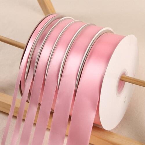 Rose Pink 100Yards/Roll Polyester Ribbon Satin Ribbon Wedding Party Christmas Decoration Cake Gift Box Wrap Hand DIY Accessories
