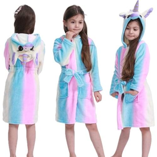Rainbow Unicorn Kigurumi Bathrobe Boys Clothes Unicorn Baby Girl Clothes Unicorn Oneises Beach Towels Roupa Infantil Menina Robe
