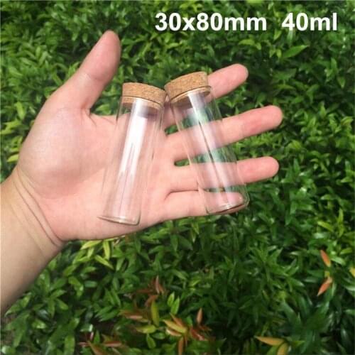50 X 40ml Large Glass Bottles Jar With Cork Cover, Large Test Tube Tiny Empty Small Bottle Jar 30x80mm
