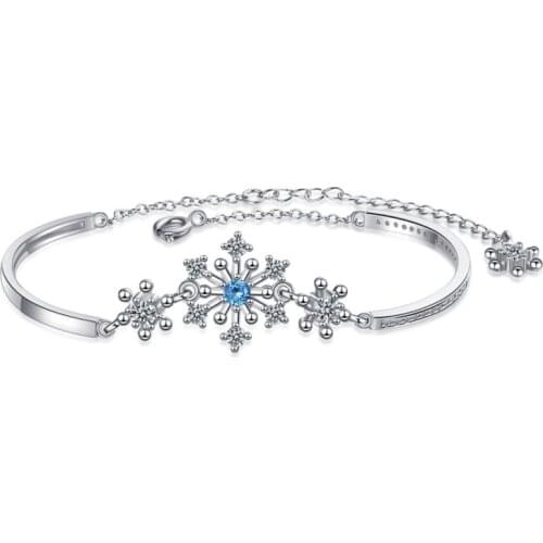 Cute Snowflake Zircon Chain Bracelet For Women Blue Crystal Bracelets On Hand Love Girl Friends Occasion Girlfriend Gift Jewelry
