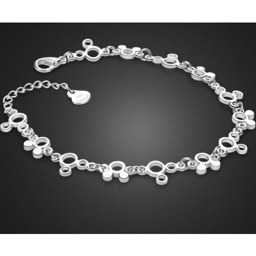 Wholesale High Quality Cute Girl Mickey Bracelet 100% 925 Sterling Silver Hand Catenary Woman Silver Fine Jewelry Gift