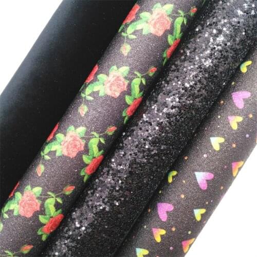 BLACK Glitter Fabric, Metallic Faux Fabric, Synthetic Leather Sheets, Velvet Fabric For Bow A4 21x29CM Twinkling Ming XM792