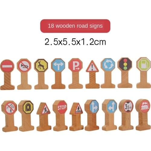 Wooden Track Accessories Signpost Traffic Signs Kids Cognitive Toy Wooden Track Combination Scene Compatible Wooden Track