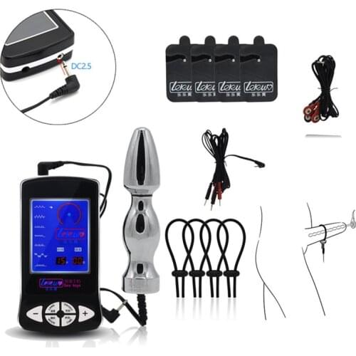 Electro Shock Cock Ring Massage Stimulate Pads Medical Themed Toys Set Electric Shock Vagina Anal Plug Sex Toy For Men Couples