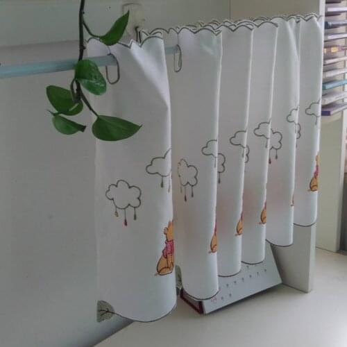 JUYANG.Soft embroidery short curtains. Cartoon cupboard curtains. Curtain head. White coffee curtains