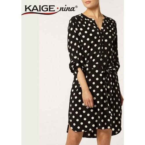 Kaige.Nina new Womens Clothing Dresses casual dot sleeveless o-Neck Knee-Length Dresses a