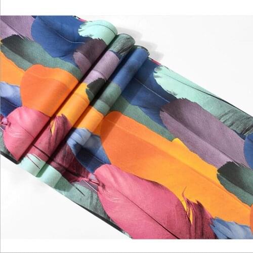 Colorful Mural Feather Wallpaper 3d ktv Bar Wallpapers Roll Wall Art Deco Project Wall Paper PVC Living Room Decoration QZ166