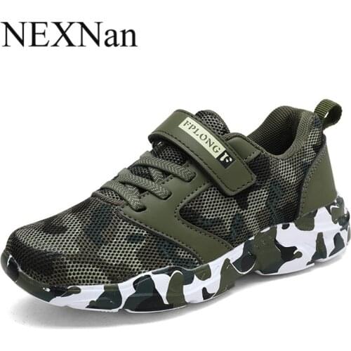NEXNan Sport Children Shoes For Kids Sneakers Boys Casual Shoes Girls Sneakers Breathable Mesh Camouflage Hook&Loop Footwear