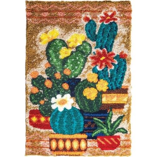 Latch Hook Kit Rug Pattern Printed Sewing Kit Classic Crochet Needlework Craft Shaggy Rug Cute Carpet 16x16inch for Kids Adults