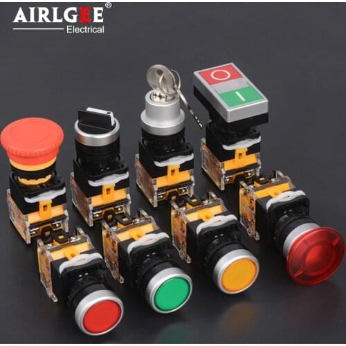 LA38-22mm button switch self-reset self-locking emergency stop rotary jog switch start control switch mushroom waterproof button