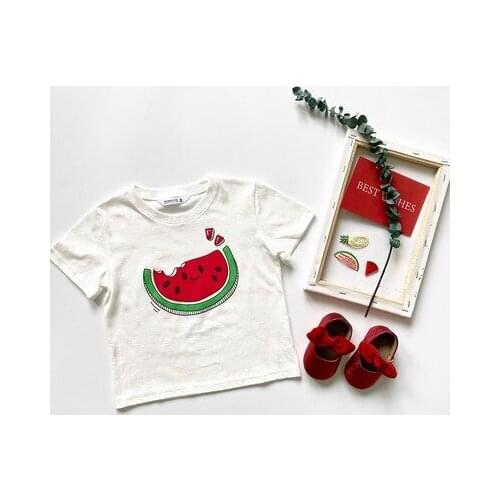 Tonytaobaby Girls Cute Watermelon Pattern Pure Cotton Summer Refreshing Suit Toddler Clothes