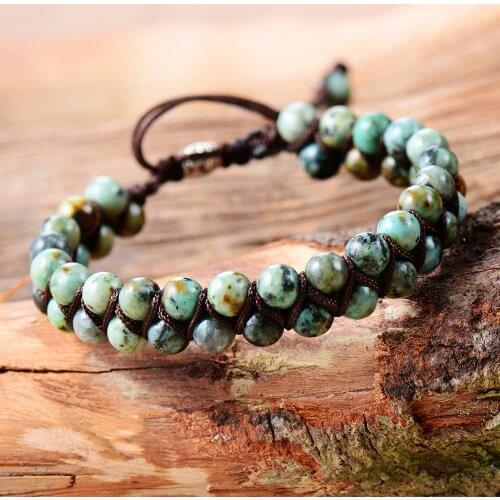 Men Bracelet Cool African Stone Beads Braided Cuff Bracelet Handmade Friendship Bracelets Mens Charm Bracelet Jewelry