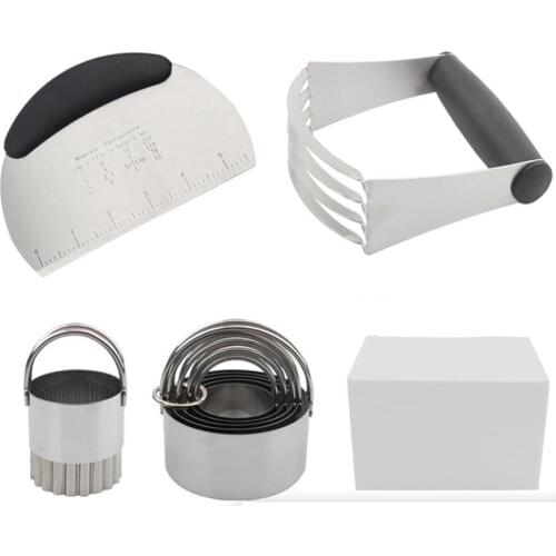 AsyPets Stainless Steel Biscuit Cutter Set Round Cookie Cutter With Handle Dough Cutter Dough Blender Baking Pastry Utensils
