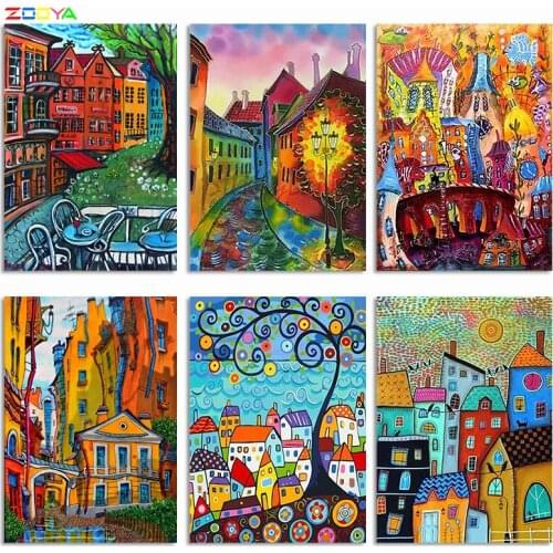 Zooya full diamond embroidery kit diy diamond painting 5d full diamond mosaic sale Abstract street picture of rhineston 2wk016