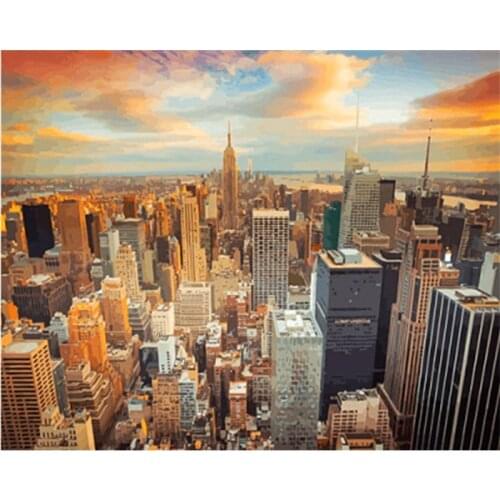 Painting By Numbers Dropshipping 40x50CM Urban High-Rise Landscape Decor Posters And Prints Modern Living Room Artwork Picture