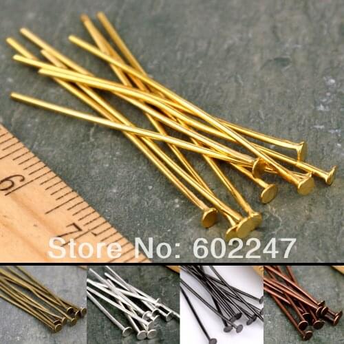 30mm Flat Head Pins Wholesales, Metal Eye Pins/Flat Head Pins/Ball Head Pins Jewelry Findings, 2000pcs/lot
