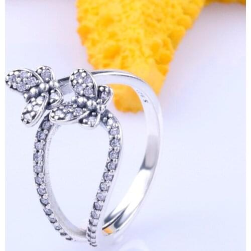 Original 925 Sterling Silver Pan Ring Bedazzling Butterflies Ring For Women Wedding Party Gift Fine EuroPe Jewelry
