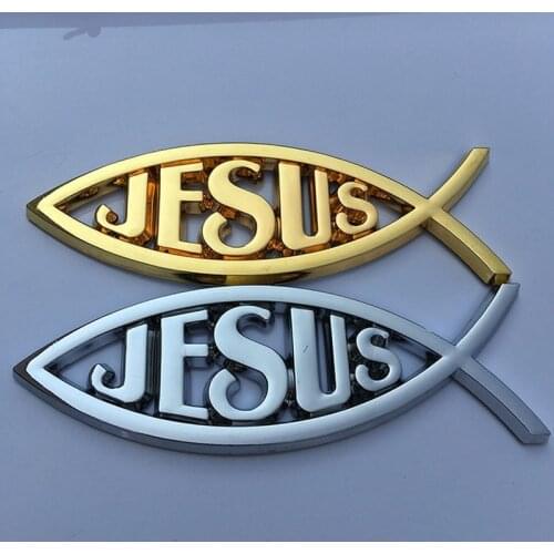 Fit Car Sticker Jesus Fish Symbol Logo Car Emblem Badge Sticker Decal Universal 3D Christian Car & Truck Decorative Sticker