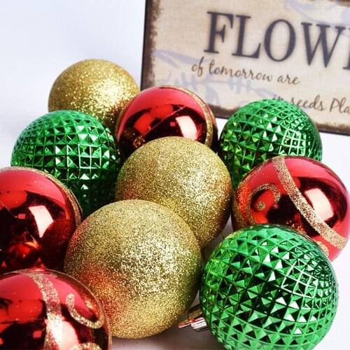 Christmas Ball Decoration 6CM Gold Red Green Boxed Ball Pendant Christmas Window Scene Decoration Hanging Ball 12 Pack