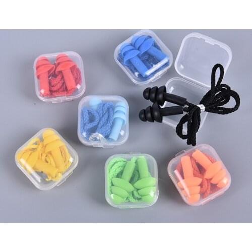 Silicone Ear Plugs Sleep Earplugs Noise Reduction Swimming Earplugs With Rope Outdoor diving, swimming Sound insulation earplugs