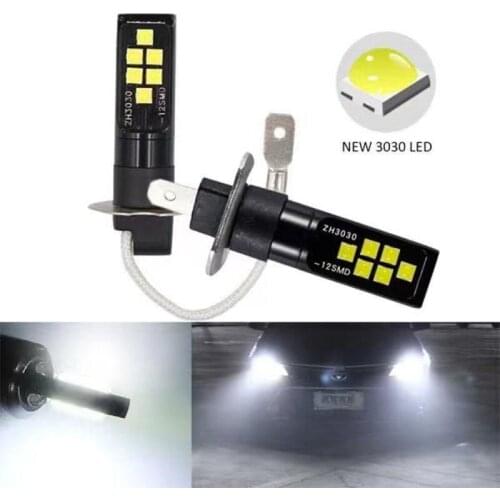 2Pcs Super Bright H1 H3 Led Bulbs Fog Running Light 6000K White 3030 12SMD 1200Lm Univeral Canbus Lamp Car Fog Front Head Light