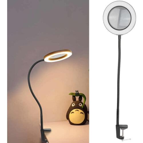 LED 5X Magnifying Lamp Clip-On Light with 10 Levels Dimming 3 Color Temperature Light Fixture for Embroidery