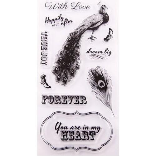 T2173 Silicone Clear Stamps for Scrapbooking peacock Decoration Embossing Folder Craft Rubber Stamp Tools New