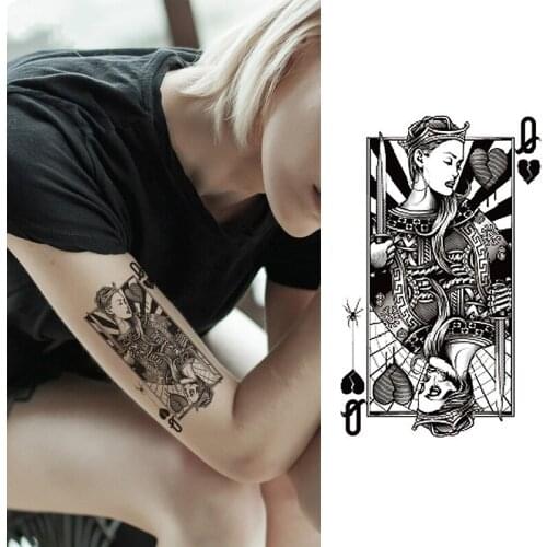 Sexy Tatuagem Queen and Skull Tattoo Body Art Arm Flash Tattoo Stickers 210*114 mm Waterproof Temporary Painless Fake Tattoo