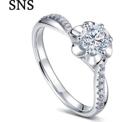 Solid 14K White Gold (AU585) 0.3CT Certified H/SI Round Cut Genuine Natural Diamonds Wedding Women Trendy Fine Jewelry Ring