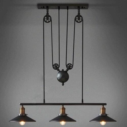 Vintage Pendant Lights Fixtures Loft Style Hanglamp Pulley Retro Lamp Black Metal Industrial Lighting Bedroom Dining Room Bar