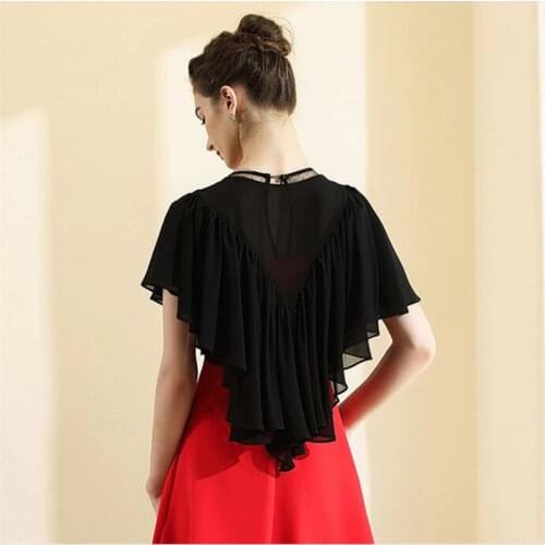 Women Short Batwing Sleeves Chiffon Blouse Ruffle Elegant Party Cardigan Summer Female Irregular Short Tops Plus Size M-7XL 8XL
