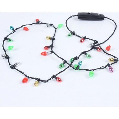 1 Pcs Mini Flashing Light-up Blinking Christmas Lights Costume Necklace 8 LED Bulbs Christmas Decorations 669