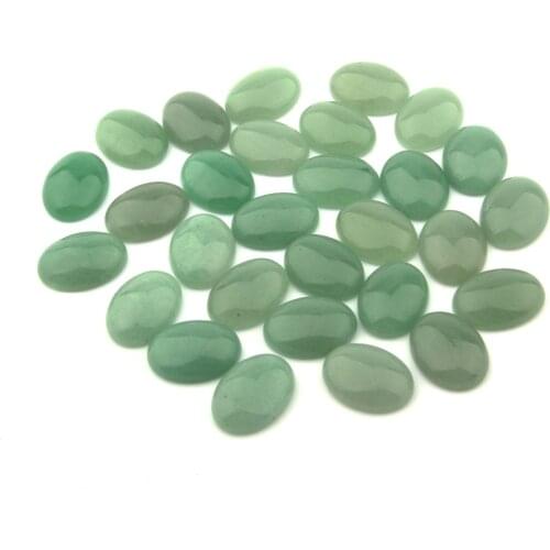 10pcs Natural Stone Green Aventurine Cabochon No Hole Beads for Making Jewelry DIY accessories Loose Elliptical shape Beads