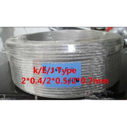 20M K Type Shield THERMO-COUPLE WIRE Thermocouple Wire 2*0.5mm Compensating Conductors Outer Skin is Stainless Steel for Sensor