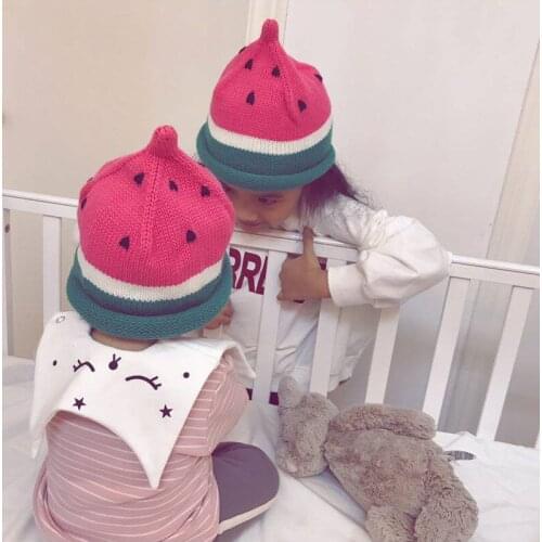 2018 winter hats crochet Childrens hat Set head cap Watermelon cap keep warm Knitted cap