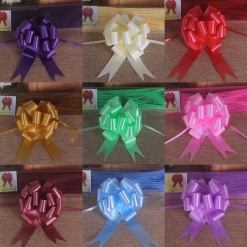 30 pcs Beautiful solid Color 3x120cm Pull Bow ribbon for gift Flower bowknot Gift Packing Party Wedding Car Room Decoration