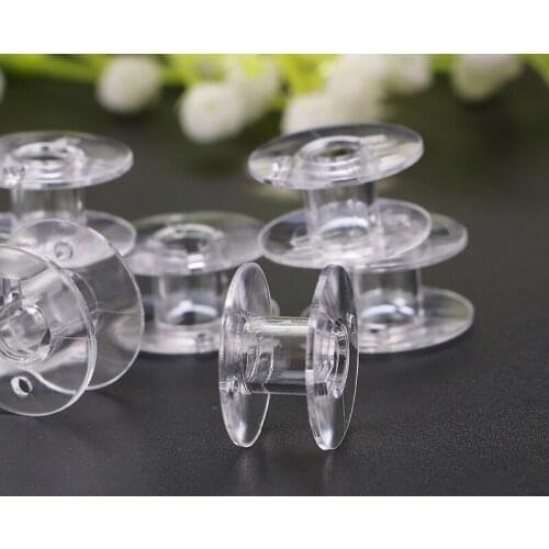 50pcs Transparent Clear Plastic Empty Mini Bobbins Spools For Sewing Machine Accessories Tools