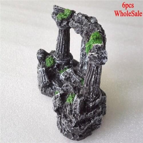 6pcs Aquarium Decoration Manual Retro Resin Fish Tank Decor Square Rome Stone Pillars For Aquarium Fish Tank Artificial Stone