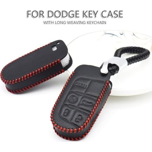 Real Leather Car Accessories Smart Key Case Cover for Dodge Ram 1500 Journey Caliber Challenger Charger Nitro Keychain Styling