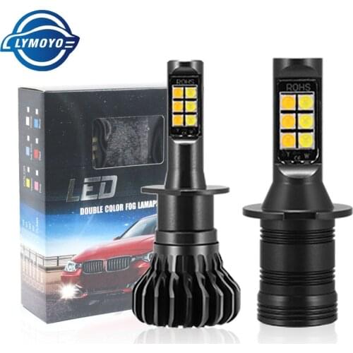 Car LED H3 H1 Dual Color Fog Light DRL Strobe Flash 18SMD 3030 Daytime Running Lights Fog Lamp Auto Tail Light Lamps for car