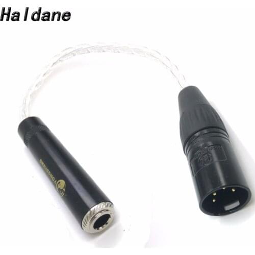Free Shipping Haldane 10CM 8 cores 7N OCC Silver Plated 4-Pin XLR Male Balanced to 6.35mm 1/4 Female Audio Adapter Cable