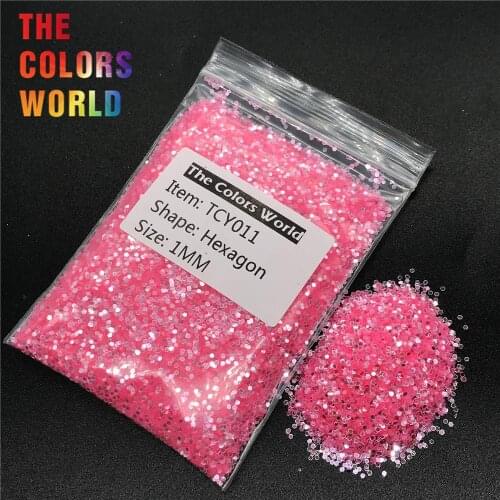 TCY011 Shinning Silver Light Red Color Hexagon Shape Nail Glitter Nail Art Decoration Henna Body Glitter Makeup Handwork DIY