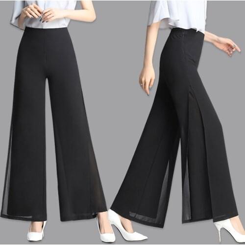 New Adult Dance Pant High Waist Double-Deck Women Trousers Elegant Chiffon Wide Leg Pants Fashion Ladies Flare Dance Pant