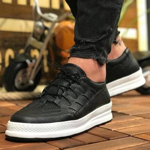 Chekich Mens Casual Shoes Black Color Faux Leather Lace Up Business Fashion Orthopedic Breathable Vulcanized Odorless Light Sport 2021 Brand Wedding Formal Suits Office Sneakers White Sole Walking Footwear CH040 V5