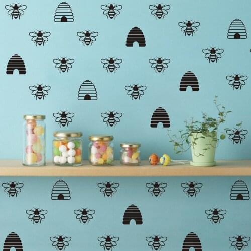 French style Gold Bee Vinyl Mural Wall Decals , Honey Bee Beehive Vinyl Wallpaper Wall Stickers Home Decor