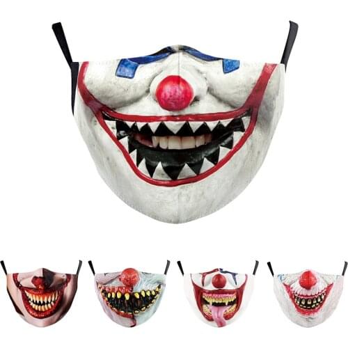 Halloween Joker Horror Face-Mouth Masks Cospaly Fashion Gift Breathable Cycling Spots Protection Cool Mask Womens Men Unisex