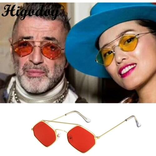 Higodoy Metal Rhombus Women Sunglasses Transparent Polygon Ladies Sunglasses Vintage Goggle Sun Glasses for Women Sol Gafas 2019