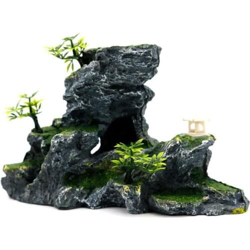 1Pc Resin Rockery Aquarium Decoration Accessories Artificial Mountain Hill View Rock Decorating Ornament For Fish Tank